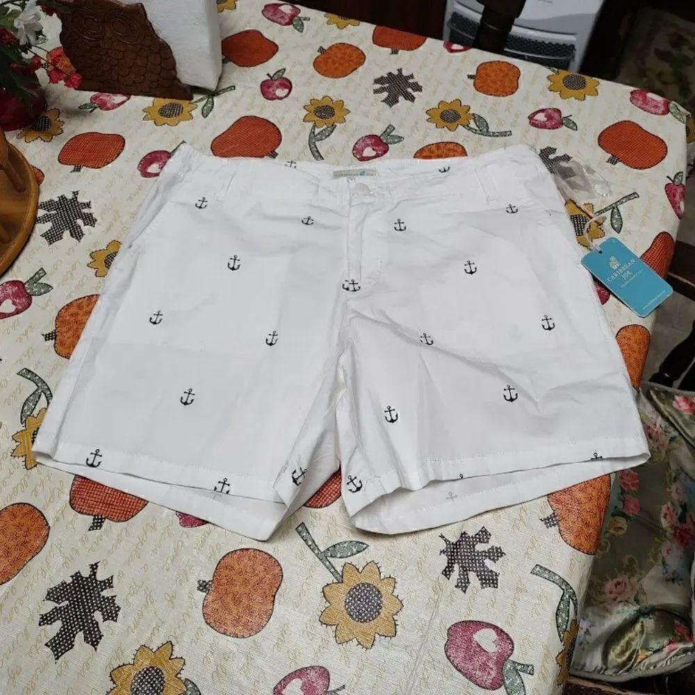 New Caribbean Joe White With Anchors Shorts Size Women's 8